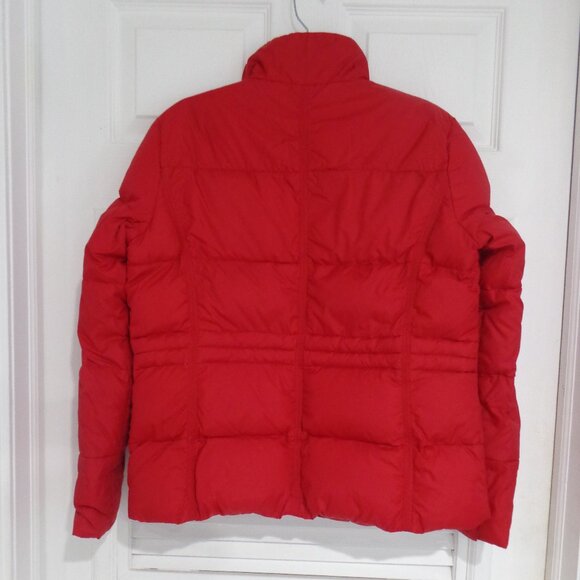 Lands' End Women's Red Down Puffer Jacket/Coat w. Pockets Size M - Picture 2 of 9